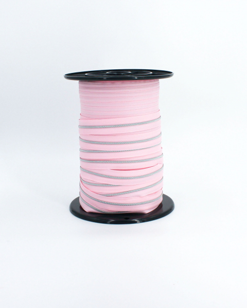 Endlosreißverschluss metallisiert schmal hellrosa/silber (1m)